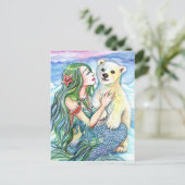 Little Polar Beer Baby - Mermaid Art Briefkaart (Staand voorkant)