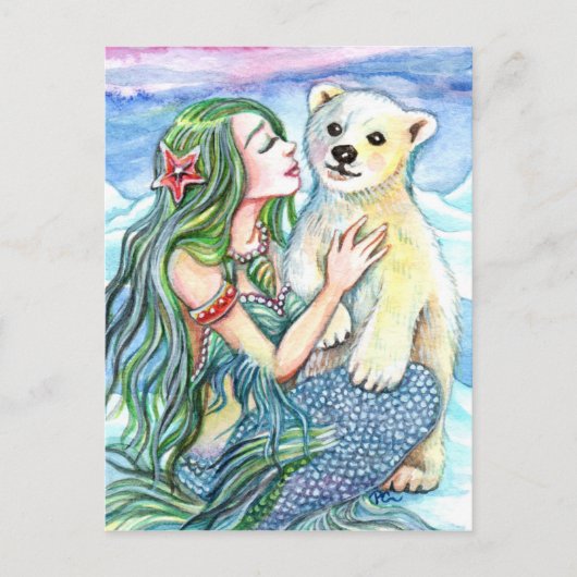 Little Polar Beer Baby - Mermaid Art Briefkaart (Voorkant)