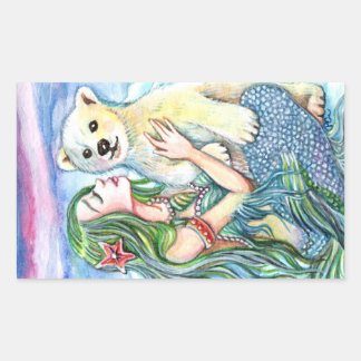Little Polar Beer Baby - Mermaid Art Rechthoekige Sticker