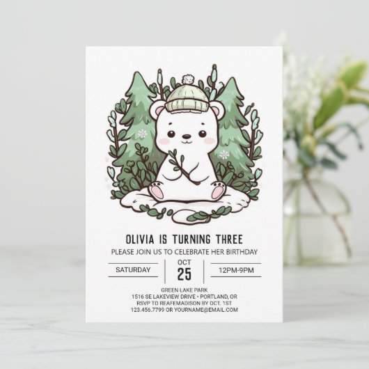  Little Polar Beer Digitale Verjaardag Kaart (Staand voorkant)