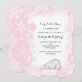 Little Polar Beer Winter Birthday Party Invite Kaart (Voorkant / Achterkant)