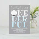 Little Polar Beer Wonderful One 1st Birthday Invit Kaart (Staand voorkant)