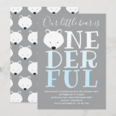 Little Polar Beer Wonderful One 1st Birthday Invit Kaart (Voorkant / Achterkant)