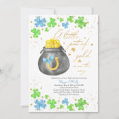 Little Pot of Gold Blue Green Shamrock Baby shower Kaart (Voorkant)