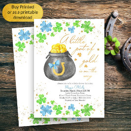 Little Pot of Gold Blue Green Shamrock Baby shower Kaart