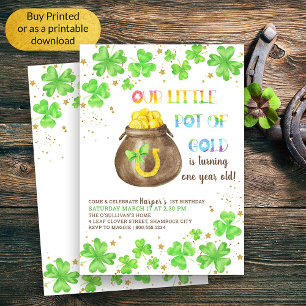 Little Pot of Gold Lucky Shamrock 1st Birthday Kaart