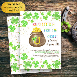 Little Pot of Gold Lucky Shamrock Kids Birthday Kaart