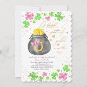 Little Pot of Gold Pink Green Shamrock Baby shower Kaart (Voorkant)