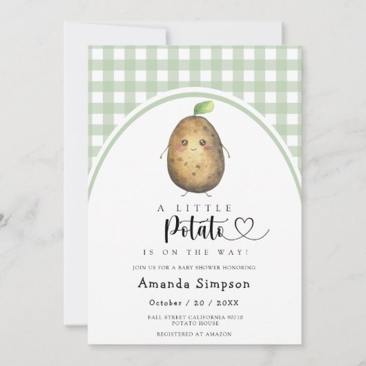 Little Potato Baby shower Invitation Kaart (Voorkant)