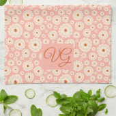 Little Powder Pink Flowers Monogram Kitchen Towel Theedoek (Gevouwen)