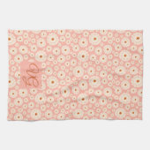Little Powder Pink Flowers Monogram Kitchen Towel Theedoek (Horizontaal)