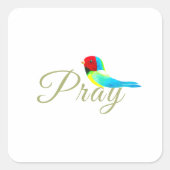 Little Prayer Bird  Vierkante Sticker (Voorkant)