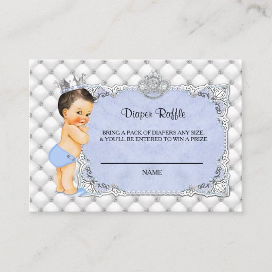 Little Prince Baby Blue Diaper Raffle Ticket Informatiekaartje (Voorkant)