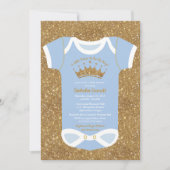 Little Prince Baby Blue & Royal Gold Baby shower Kaart (Voorkant)
