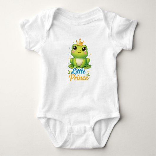 Little Prince Baby Bodysuit – Cute Frog King Desig (Voorkant)