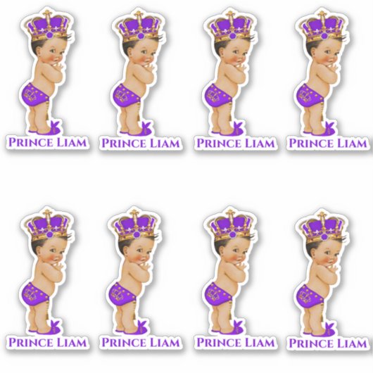 Little Prince Baby Boy Paarse gouden kroon Sticker (Voorkant)