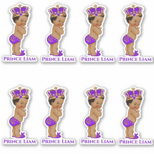 Little Prince Baby Boy Paarse gouden kroon Sticker (Voorkant)