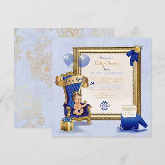 Little Prince Baby Gold Crown Royal Blue Kaart (Voorkant / Achterkant)