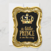 Little Prince Baby shower Black Faux Gold Foil Kaart (Voorkant)