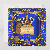 Little Prince Baby shower Blue African American Kaart (Voorkant)