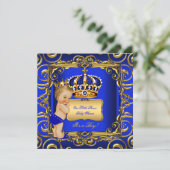 Little Prince Baby shower Blue Blonde Baby Boy Kaart (Staand voorkant)