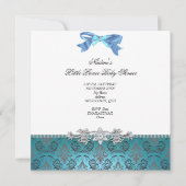 Little Prince Baby shower Boy Blauwgroen Blue Crow Kaart (Achterkant)