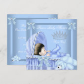 Little Prince Baby shower Boy Blue Bassinette 2 Kaart (Voorkant / Achterkant)