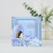 Little Prince Baby shower Boy Blue Bassinette 2 Kaart (Staand voorkant)