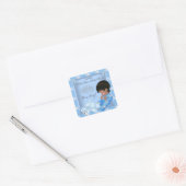 Little Prince Baby shower Boy Blue Bunny AM Vierkante Sticker (Envelop)