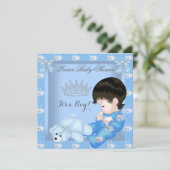Little Prince Baby shower Boy Blue Bunny Kaart (Staand voorkant)
