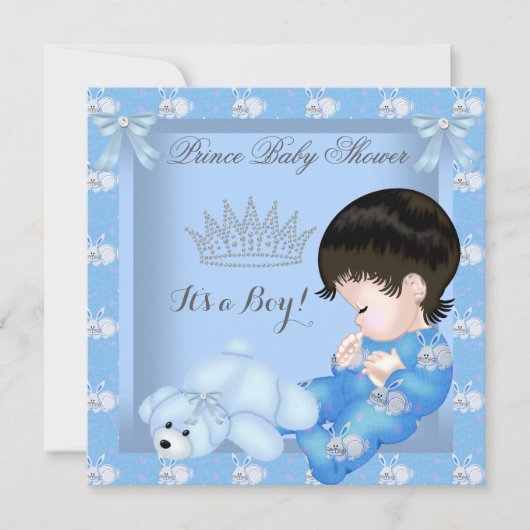 Little Prince Baby shower Boy Blue Bunny Kaart (Voorkant)