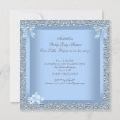 Little Prince Baby shower Boy Blue Damask AM Kaart (Achterkant)