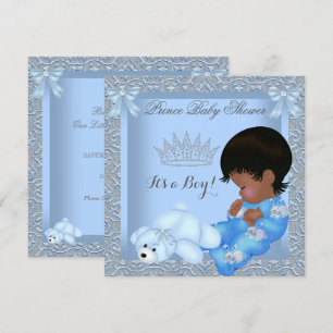 Little Prince Baby shower Boy Blue Damask AM Kaart