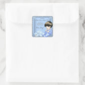 Little Prince Baby shower Boy Blue Damask Speelgoe Vierkante Sticker (Tas)