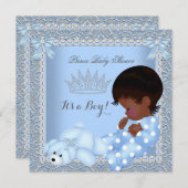 Little Prince Baby shower Boy Blue Pearl Damask A2 Kaart (Voorkant / Achterkant)