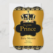 Little Prince Baby shower Boy Crown Black Gold Kaart (Voorkant)