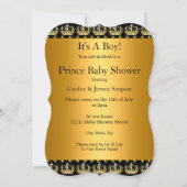 Little Prince Baby shower Boy Crown Black Gold Kaart (Achterkant)