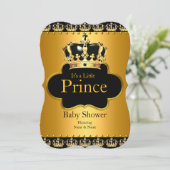 Little Prince Baby shower Boy Crown Black Gold Kaart (Staand voorkant)