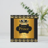 Little Prince Baby shower Boy Crown Black Gold Kaart (Staand voorkant)