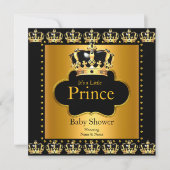 Little Prince Baby shower Boy Crown Black Gold Kaart (Voorkant)