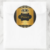 Little Prince Baby shower Boy Crown Black Gold Ronde Sticker (Tas)
