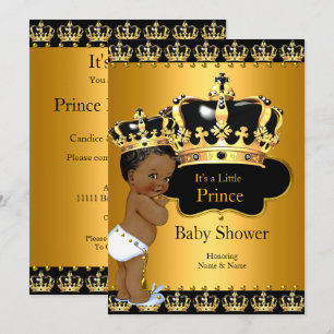 Little Prince Baby shower Boy Crown Gold Ethnic Kaart
