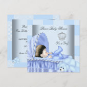Little Prince Baby shower Boy Patchwork Blue Kaart (Voorkant / Achterkant)