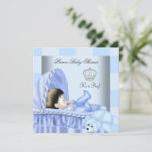Little Prince Baby shower Boy Patchwork Blue Kaart (Staand voorkant)