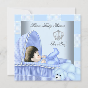Little Prince Baby shower Boy Patchwork Blue Kaart