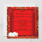 Little Prince Baby shower Boy Red Gold Damask Kaart (Achterkant)