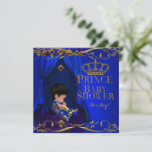 Little Prince Baby shower Boy Regal Blue Crown 2 Kaart (Staand voorkant)