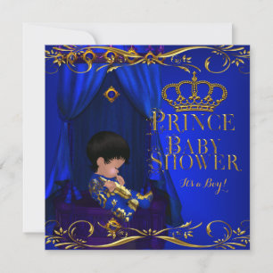 Little Prince Baby shower Boy Regal Blue Crown 2 Kaart