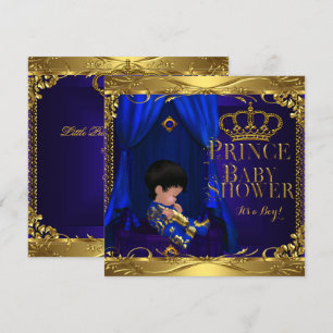 Little Prince Baby shower Boy Regal Blue Crown 5 Kaart