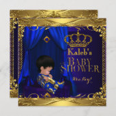 Little Prince Baby shower Boy Regal Blue Crown 5a Kaart (Voorkant / Achterkant)